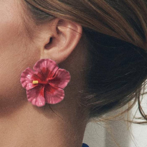 4 Color BOHEMIA Summer Beach Style Exaggerated Alloy Pink Color <b>Flower</b> Drop Earrings - Product Image 6