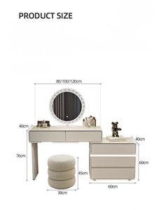 Tocador de maquillaje de madera blanca con 5 cajones de almacenamiento - Product Image 5