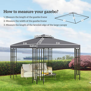 Outsunny 3x3m 2 Tier Gazebo resistente a los rayos UV Techo de repuesto Gris oscuro - Product Image 3
