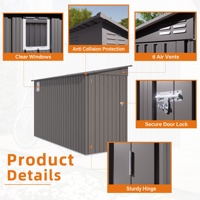 Envío Gratis: Cobertizo Metálico de 4x9 pies para Exteriores con Puerta y Ventana con Cerradura, Techo Inclinado y 6 Ventilaciones para Jardín