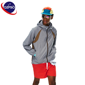 QZFSO Custom Streetwear <b>Lightweight</b> Mesh Zip up Windbreaker Breathable Quick-dry Polyester Sun Protection <b>Jacket</b> With Hood - Product Image 2