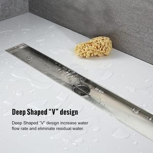 HOMEDEC Desagüe <span class=keywords><strong>de</strong></span> Ducha Lineal Moderno <span class=keywords><strong>de</strong></span> Acero Inoxidable 304 Cepillado 2 en 1 con Panel <span class=keywords><strong>de</strong></span> Inserción para Azulejos, Filtro <span class=keywords><strong>de</strong></span> Cabello y Patas Ajustables - Product Image 4