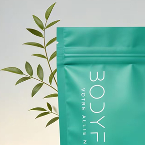 Bolsa de empaque de alimentos con logotipo personalizado, tipo stand-up pouch, para proteínas, bebidas herbales en polvo, con cierre de cremallera. - Product Image 4