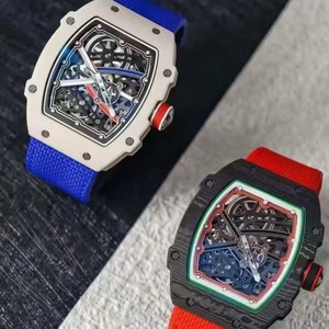 Montre mécanique automatique squelette de luxe ultra-fine, en fibre de carbone noire et blanche, tonneau léger, montre de sport pour homme - Product Image 3