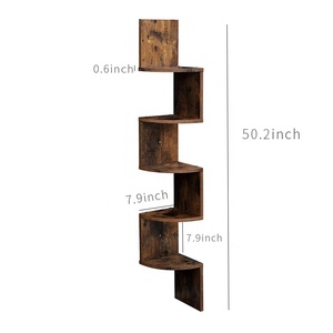 Estantería de esquina de madera de 5 niveles, estante de pared flotante con diseño en Zigzag - Product Image 3
