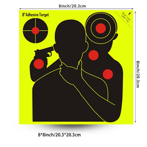 Autocollants de cible de tir tactique en forme de silhouette humaine de 8 pouces, directement de l'usine, avec point rouge et éclaboussures fluorescentes pour le tir récréatif - Product Image 3