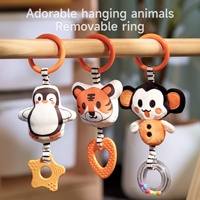 Tumama enfants berceau hochet jouets noir et blanc lit poussettes en peluche suspendus hochets jouet doux renard pingouin activité landau spirale jouets