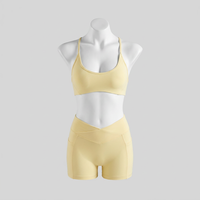 Soutien-gorge de sport halter très élastique et anti-transpiration, avec dos amincissant et taille croisée, et short d'entraînement 2 pièces, ensemble de yoga et de sport