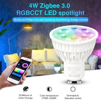 Alta calidad AC110V 240V 2700K 6500K 4W ZigBee RGB CCT LED inteligente GU10 lámpara