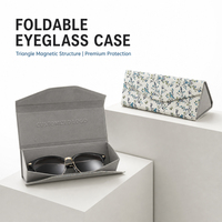 Étui à lunettes magnétique pliable à motif floral, boîte à lunettes portable triangulaire pour lunettes de soleil, lunettes de lecture, logo personnalisé, vente en gros