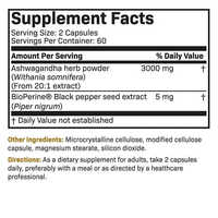 OEM Private Label 3000mg Ashwagandha Extrait Poudre Naturel Bio Capsules Supplément Santé