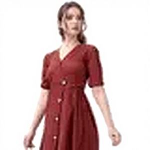 Robe Orica Fashion Brown Delta unie mi-longue à col carré et fermeture éclair, une pièce décontractée et élégante pour femme, taille XL, doublure incluse, pour tous les jours - Product Image 1