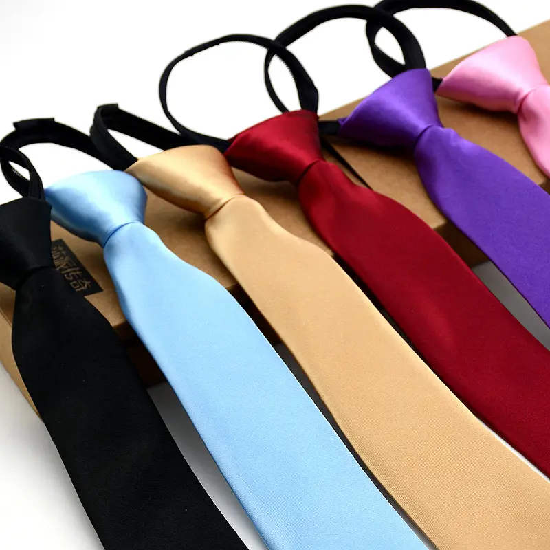 Fashion 5cm for Men Slim Narrow Tie Easy To Pull Rope Neckwear Korean Style Orange Red Purple Ties Mens Wedding Necktie