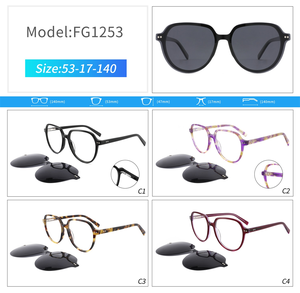 Lunettes <span class=keywords><strong>de</strong></span> soleil à monture en acétate pour femmes 2 en 1 Lunettes <span class=keywords><strong>de</strong></span> soleil rondes à la mode avec lunettes <span class=keywords><strong>de</strong></span> prescription polarisées Tout neuf - Product Image 3