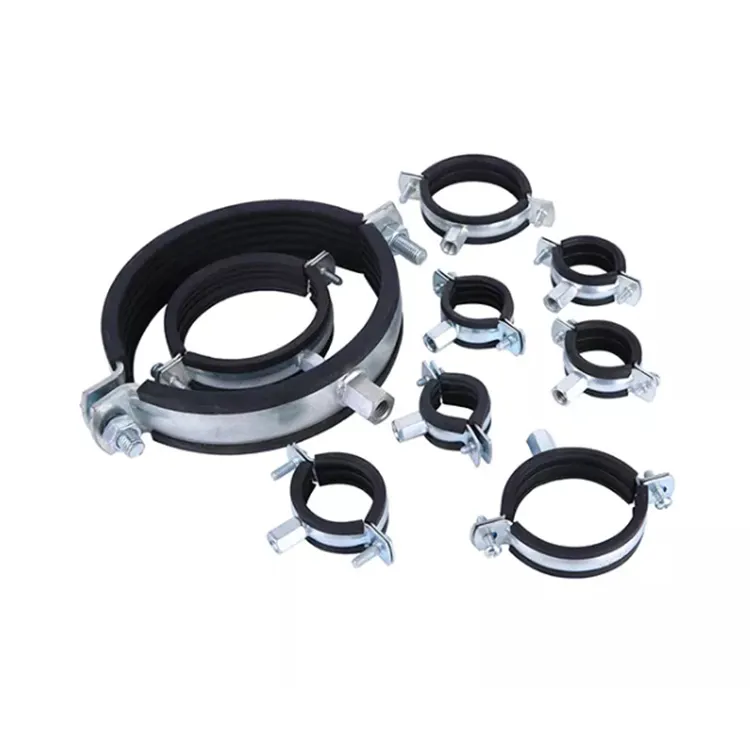 High quality rubber lined pipe clamp isophonic split ring hangers pipe bracket for pipe size 32-35mm