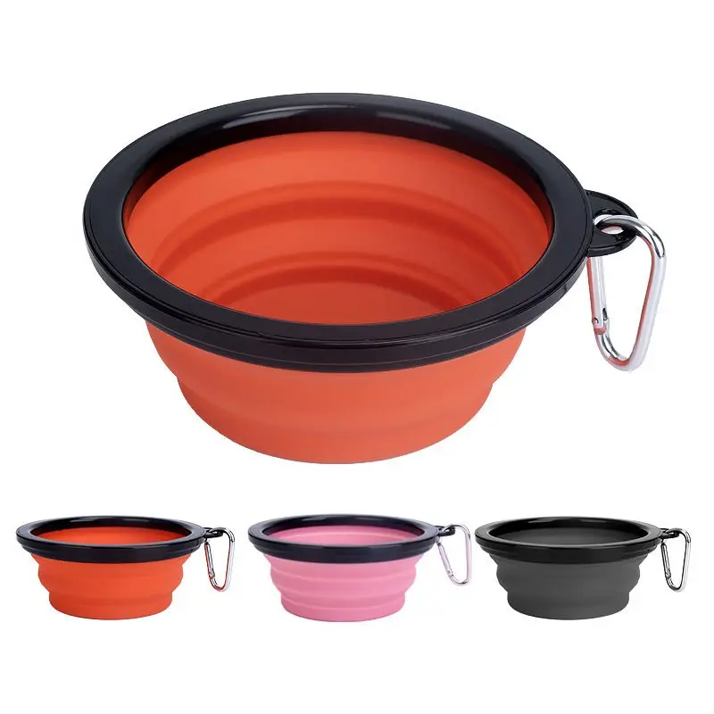 Hot sale Portable Silicone Dog Accessories Portable Travel Pet Folding Collapsible Silicone Dog Bowl non slip folding dog bowl