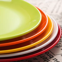 Vaisselle en mélamine colorée réutilisable pour hôtels, assiettes circulaires pour buffets de restaurants, 6 à 14 pouces
