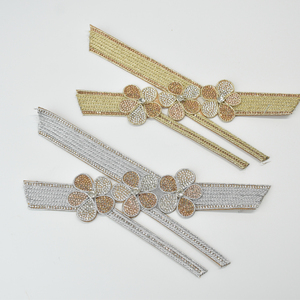 Empeignes de chaussures semi-finies personnalisables pour femmes, faites à la main, avec strass décoratifs en fil de coton et cuir PU suédé, style mode et brillant - Product Image 1