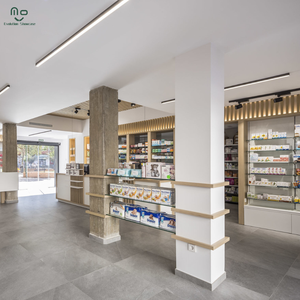Étagères de pharmacie en bois avec éclairage LED, support en verre écologique pour magasin de médicaments et mobilier de pharmacie – Meilleures ventes - Product Image 1