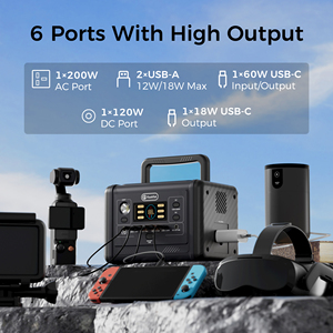 400W <b>Backup</b> <b>Battery</b> Portable Solar Generator Power Station Pure Sine Wave Output Car Panels TELLUS-T200 Solar Generat - Product Image 3