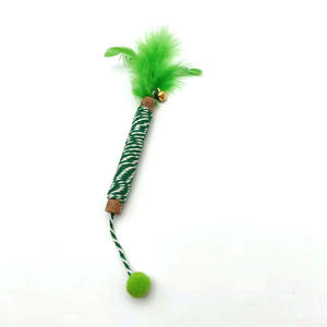 All'ingrosso Polygonum Stick molare in legno colorato piuma di cotone corda gioco interattivo molare denti giocattolo per la pulizia del gatto - Product Image 6
