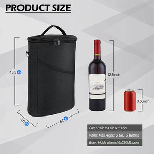Sac isotherme à vin personnalisable pour 2 bouteilles, sac de pique-nique portable, étanche, avec bandoulière réglable - Product Image 4