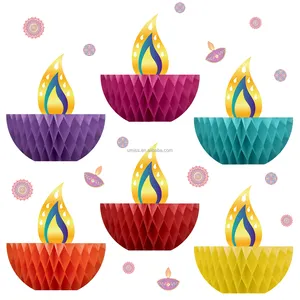 Happy Diwali Decoration Honeycomb enterpieces for Table Home Decor Candle Party Supplies