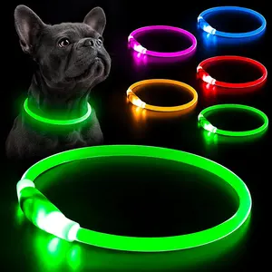 USB Rechargeable Pet Dog LED Glowing Collar Pet Luminous Flashing Necklace Outdoor Walking Dog Collar