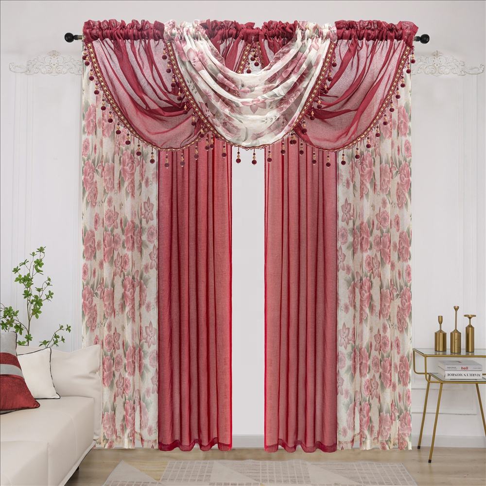 เบอร์กันดี(3valance+4sheers)