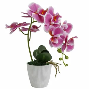 Groothandel Ingemaakte Phalaenopsis Orchideeën Bonsai Thuis Bruiloft Decor Real Touch Kunstmatige Latex Vlinder Orchideeën Kunstbloemen