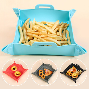 Tapis de cuisson carré en silicone réutilisable pour friteuse à air, résistant aux hautes températures pour la cuisson - Product Image 2