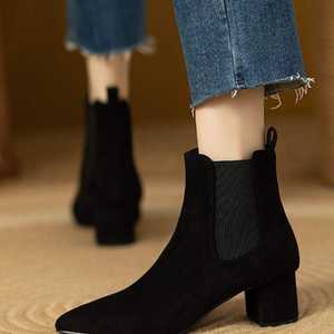 2026 <b>Winter</b> Collection New Women's Korean <b>Ankle</b> <b>Boots</b> with Thick High Heels Pointed Design Short & Chic for Autumn Wear - Product Image 5
