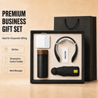 Coffret cadeau d'entreprise de luxe pour les employés avec parapluie masseur de cou Tumbler et Power Bank Souvenirs