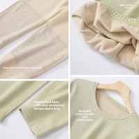 Ensemble de sous-vêtements thermiques en viscose pour femme, automne/hiver, avec rembourrage supplémentaire, doublure polaire, velours allemand, couleur unie, col montant