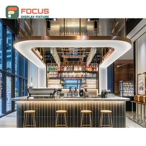 ตู้โชว์กาแฟแบบตั้งอิสระ แผงกระจก สำหรับจัดแสดงขนม ตู้โชว์คาเฟ่ไม้วอลนัทสีดำ - Product Image 1