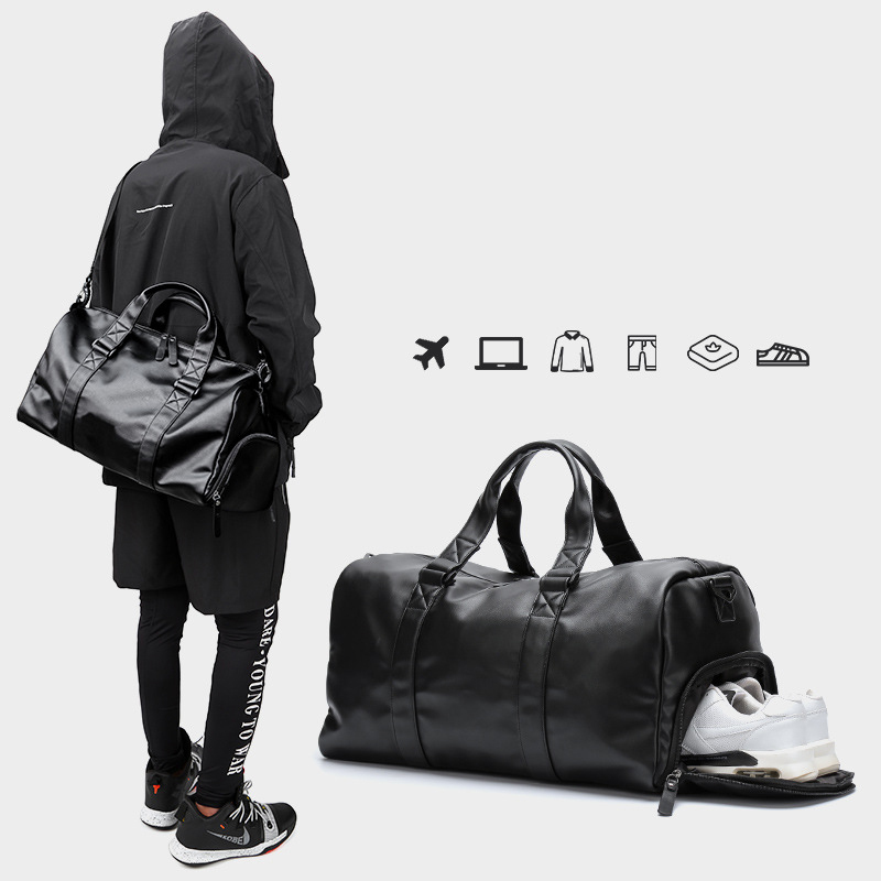 Men's Waterproof Leather Gym & Travel Bag – Duffel with Shoe Compartment - View 4