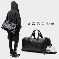 Sac de Sport Tendance et Imperméable en Cuir pour Hommes avec Compartiment à Chaussures, Personnalisable avec Logo en Tissu, Idéal pour Voyage et Gym