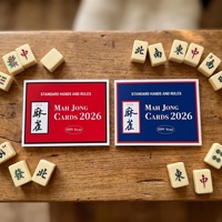 Ensemble de cartes de règles de Mahjong américain, 4 pièces, en carton, résistant à l'usure, impression grand format, instructions de jeu, cartes de score pour 4 joueurs