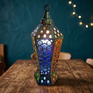 Lámpara Egipcia Clásica de Latón Fundido Zahereen BR342, Hecha a Mano, con Patrón de Estrellas, Estilo Antiguo, para Ramadán - Product Image 2