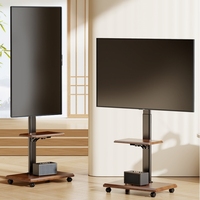 Chariot de télévision à hauteur réglable à usage domestique et de bureau Support de télévision rotatif sur roues avec plateau pliable