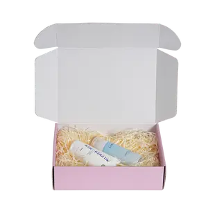 사용자 정의 핑크 골판지 귀 잠금 비행기 우편물 골판지 상자 배송 우편함 소형 비즈니스 포장 선물 상자