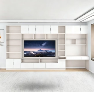 Custom Modern <strong>TV</strong> <strong>Stand</strong> with <strong>Desk</strong> Combo Floor Mount Living Room Furniture Storage Cabinet with Melamine for Small Spaces - Product Image 2