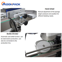 Machine d'étiquetage Moonpack ARLM-160A pour huile d'olive, condiments, bouteilles rondes en métal, jus, entièrement automatique et haute efficacité