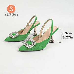 Tacones De Mujer, nuevo modelo, punta de alta calidad, banda elástica con diamantes de imitación, zapatos de tacón alto de 8,3 cm, zapatos de boda para fiesta para novia - Product Image 1