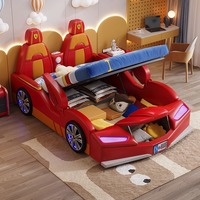 Children's 2025 Boy Car Themed Bunk Bed with Guardrail Storage Linen Upholstery-Comfortable for Living Room & Hotel Use