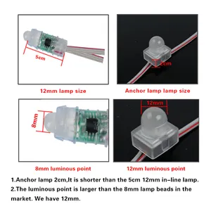 배경 램프 작은 led 화소 빛 12mm 정연한 모양 옥외 Microlandscape DC5V RGB 풀 컬러 작은 Led 점 빛