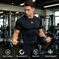 T-shirt de sport pour homme à compression imprimé en 3D, en polyester effet soie, personnalisable OEM/ODM, séchage rapide, manches courtes, pour la gym et l'entraînement