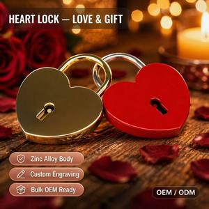 Cadeau de la Saint-Valentin Logo personnalisé Cadenas à clé d'amour coloré durable Serrure coeur poli Produit en usine - Product Image 1