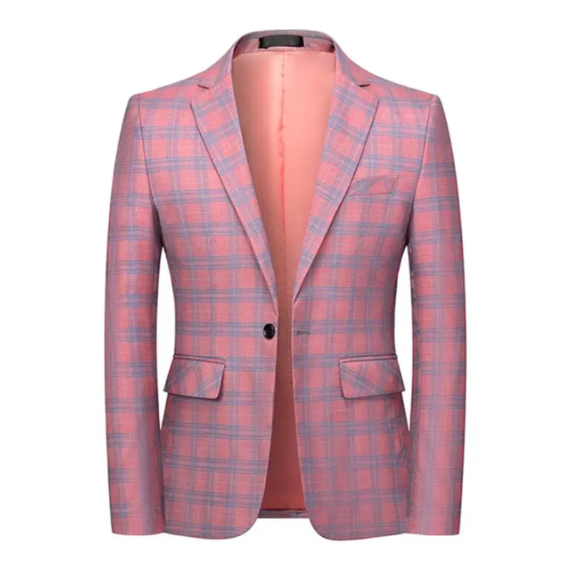 Sidiou Group New Fashion Spring and Autumn Casual Men Plaid Blazer Male Slim Single-breasted Suit Men's Jacket Blazer