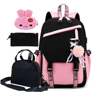 Zaino per bambini Multi-pezzo da scuola elementare da ragazza con ciondolo e organizer - Product Image 1